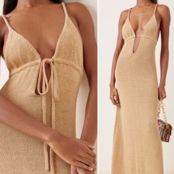 cult gaia Dresses & Skirts - 🆕 CULT GAIA ✨ Kingsley Knit Tan Dress tie to wear multiple ways | Sz S
